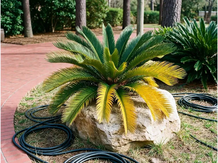 Cycas foglie gialle